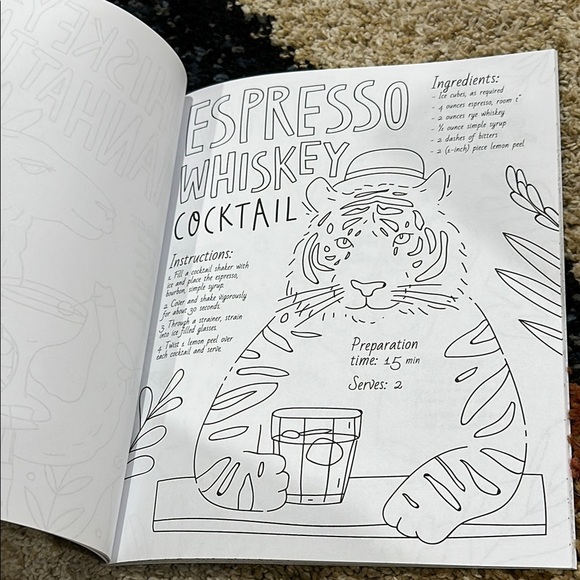 Drinking Animals Coloring Book for Adult Relaxation Recipes Included NWT - Picture 13 of 13
